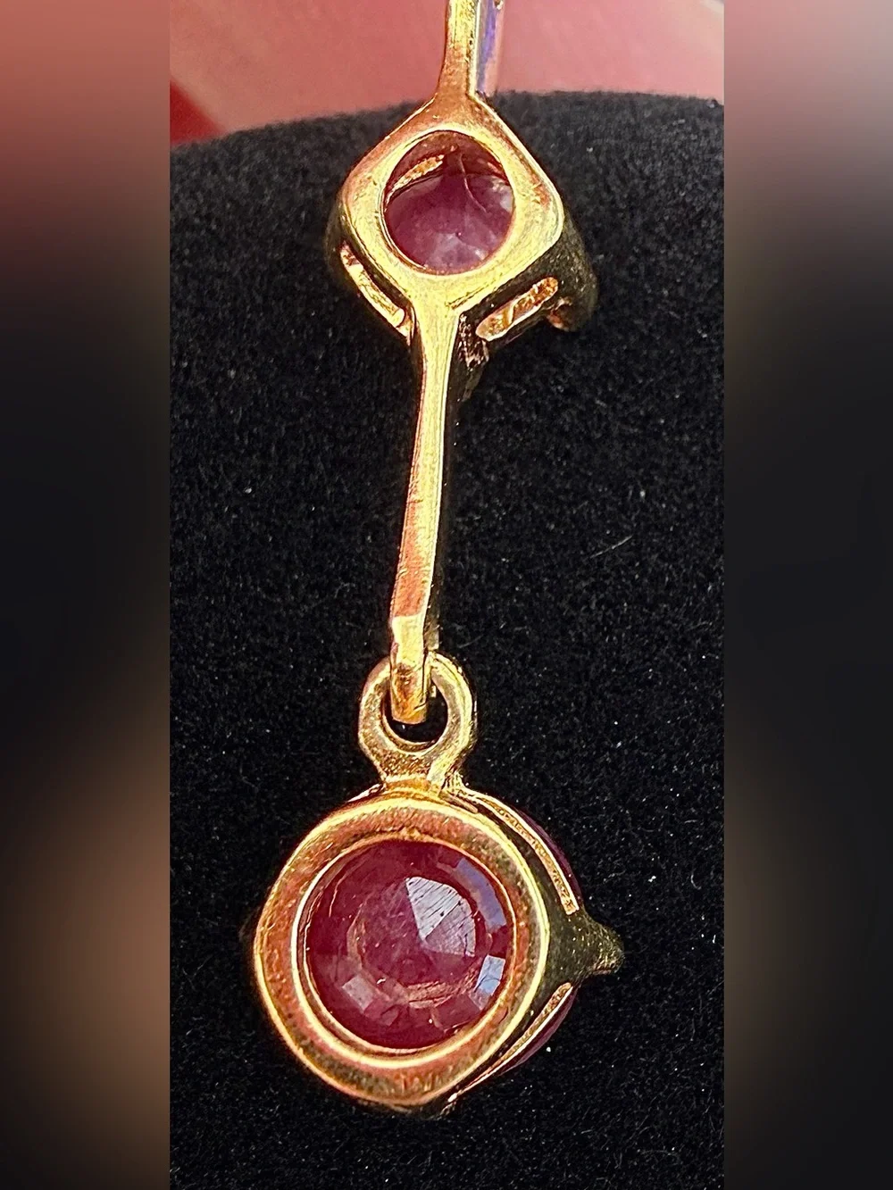 18K Gold Over Sterling Silver Ruby & Diamond Crescent Dangle Earrings 3.08 CTW